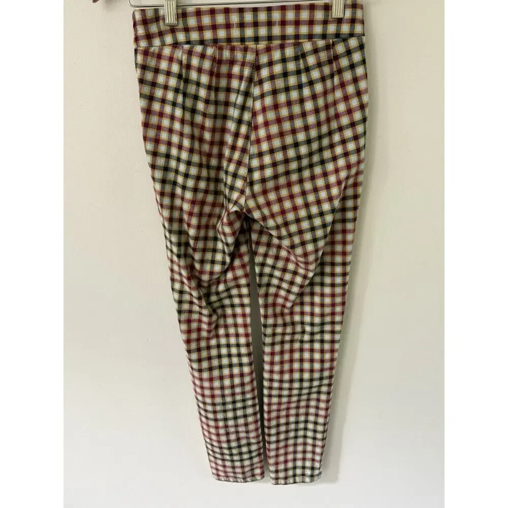 Free People Mint Ella Kick Plaid High Rise Ankle Skinny Trousers Womens Size 25